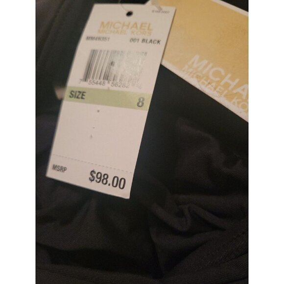 MICHAEL Kors Urban Gypsy High Neck Shirred Cross Front One-Piece Black 8 - Picture 3 of 4